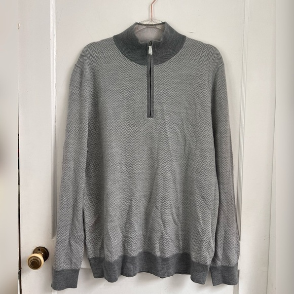 BROOKS BROTHERS Extra Fine 100% Merino Wool Gray 1/4 Zip Sweater NEW $228 Size L - Picture 1 of 6